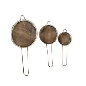 3 Pack Stainless Steel Mesh Strainers Fine Sifting Draining Ergonomic Handles US